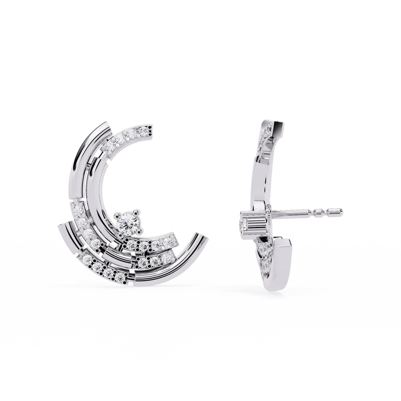 Diamond Double-Curve Hoop Earrings