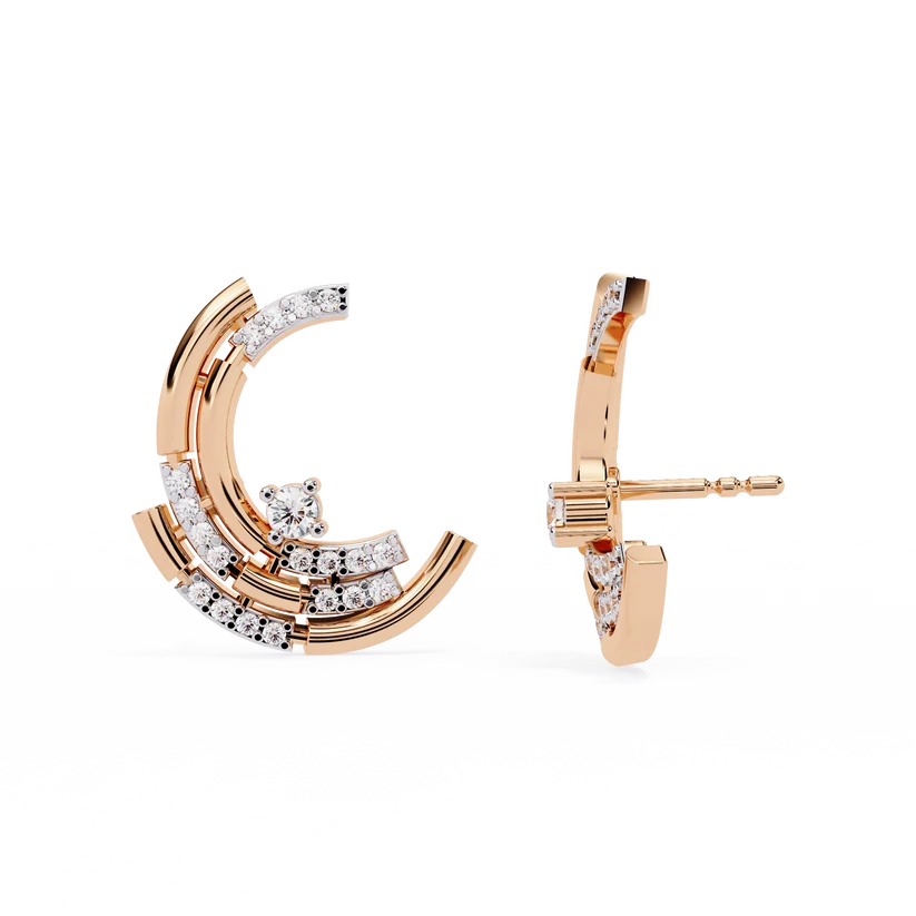Diamond Double-Curve Hoop Earrings
