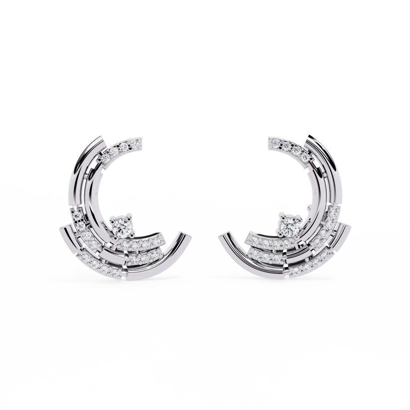 Diamond Double-Curve Hoop Earrings