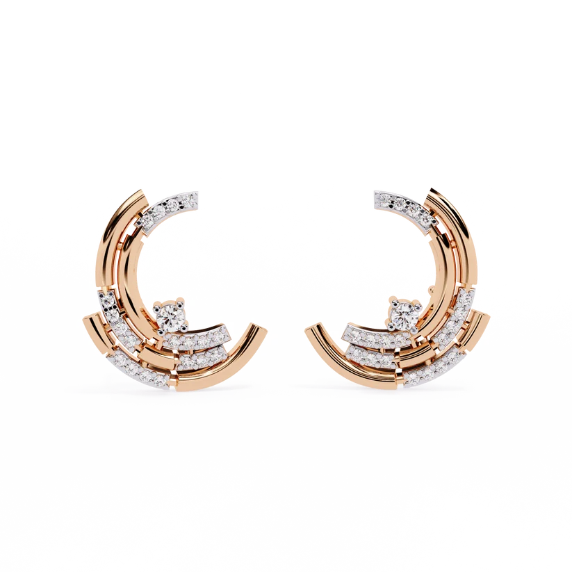 Diamond Double-Curve Hoop Earrings