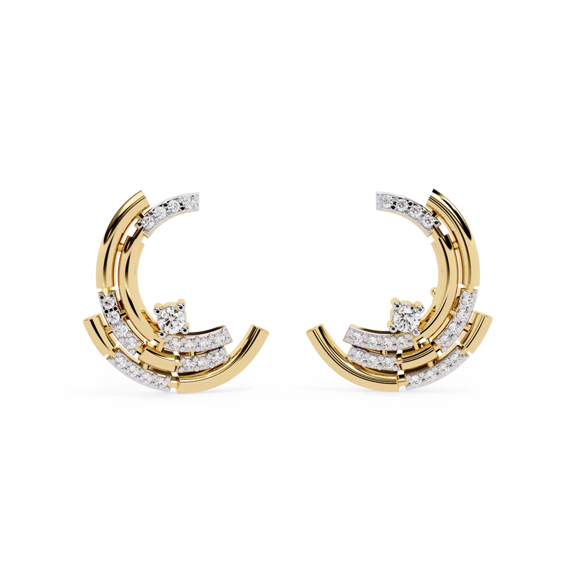 Diamond Double-Curve Hoop Earrings