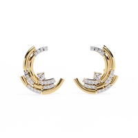 Diamond Double-Curve Hoop Earrings