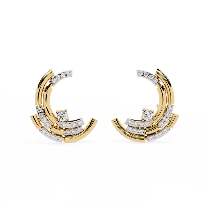 Diamond Double-Curve Hoop Earrings