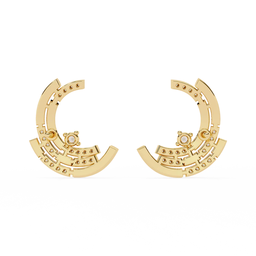 Diamond Double-Curve Hoop Earrings