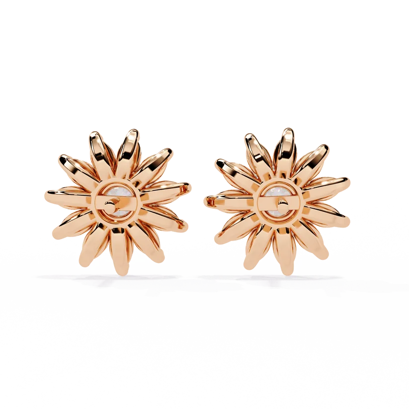 Round & Marquise Diamond Floral Stud Earrings
