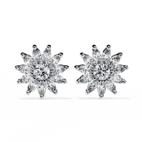 Round & Marquise Diamond Floral Stud Earrings