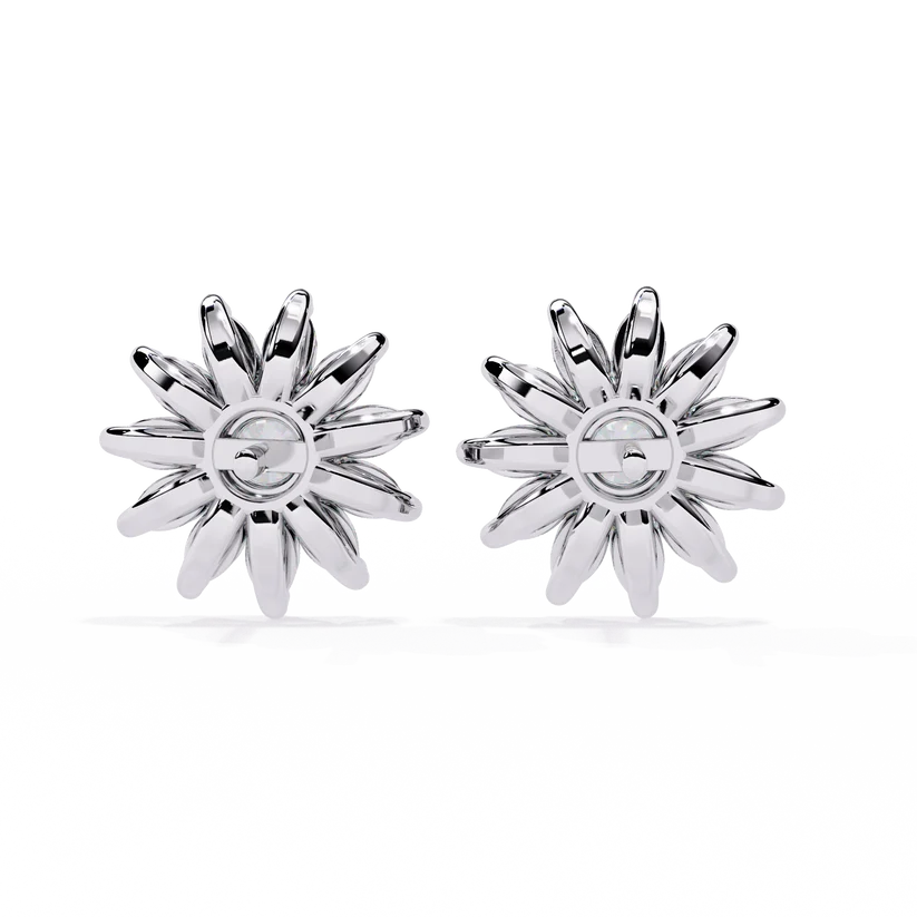 Round & Marquise Diamond Floral Stud Earrings