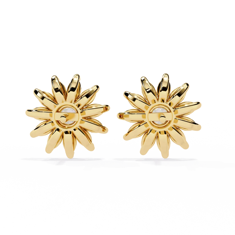 Round & Marquise Diamond Floral Stud Earrings
