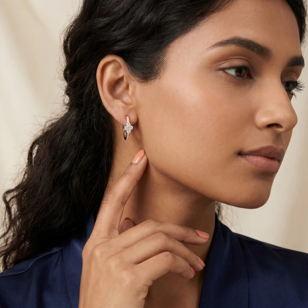 Iris Cluster Round Diamond Huggie Hoop Earrings