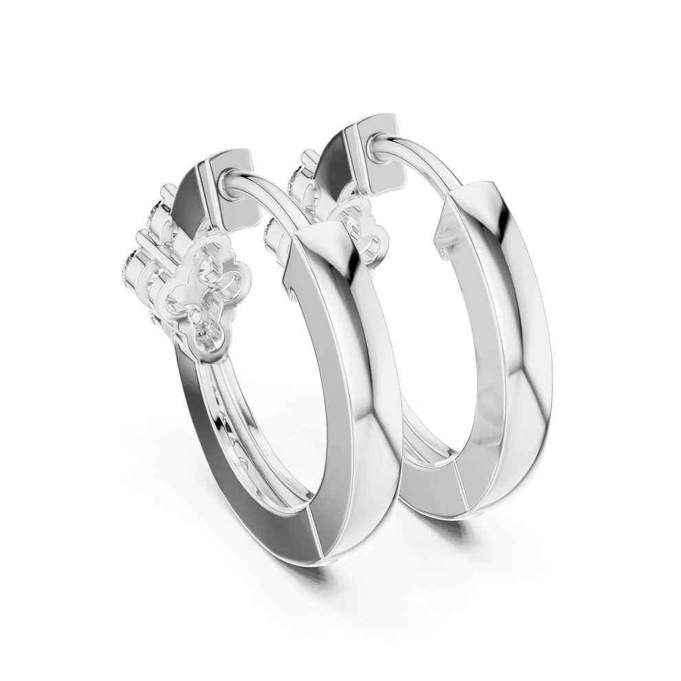 Iris Cluster Round Diamond Huggie Hoop Earrings