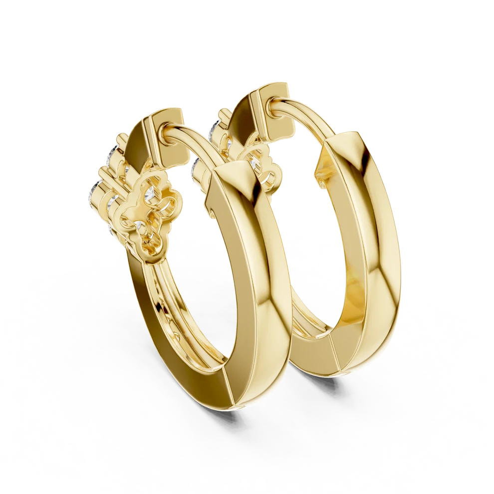 Iris Cluster Round Diamond Huggie Hoop Earrings