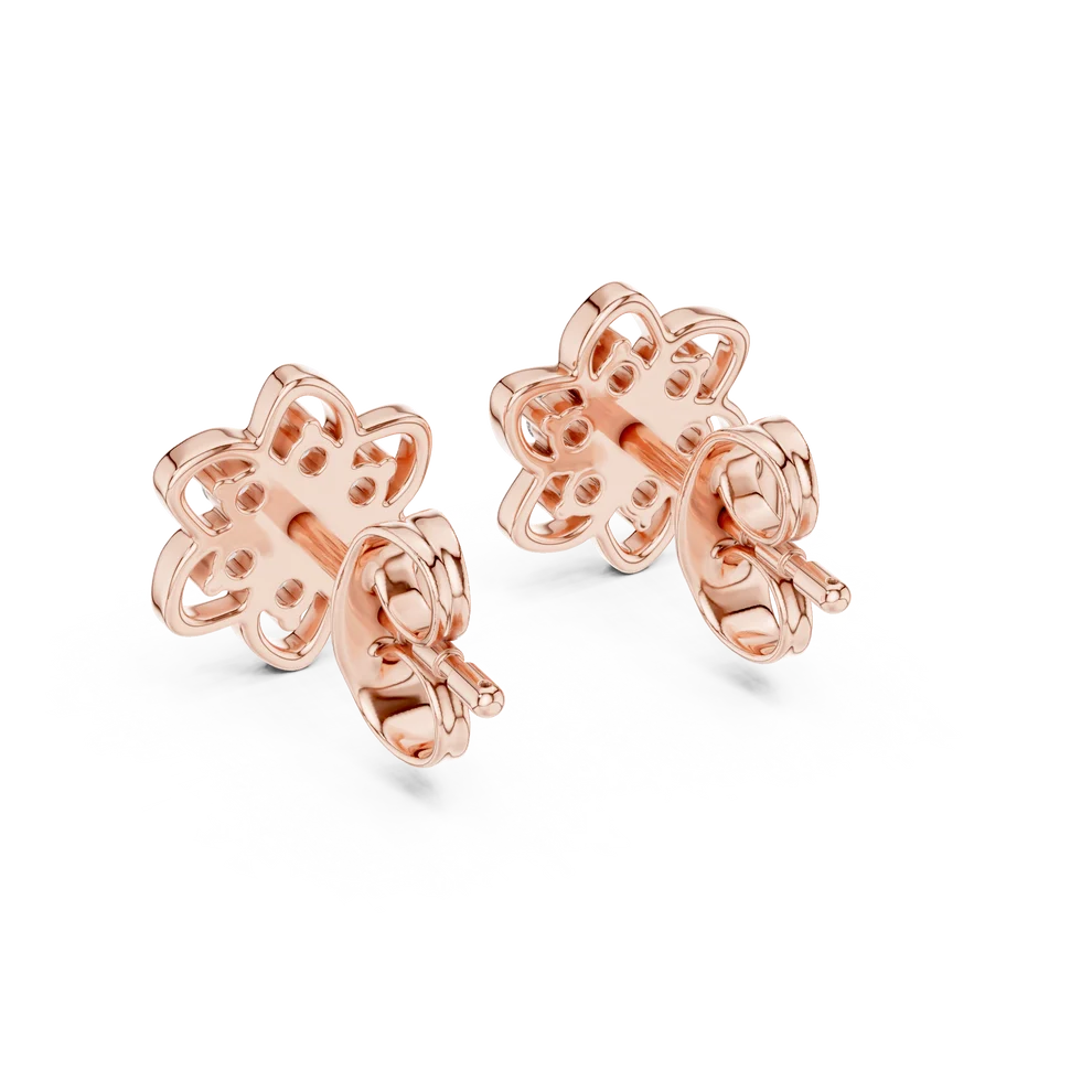 Petal Floral Round Diamond Earrings