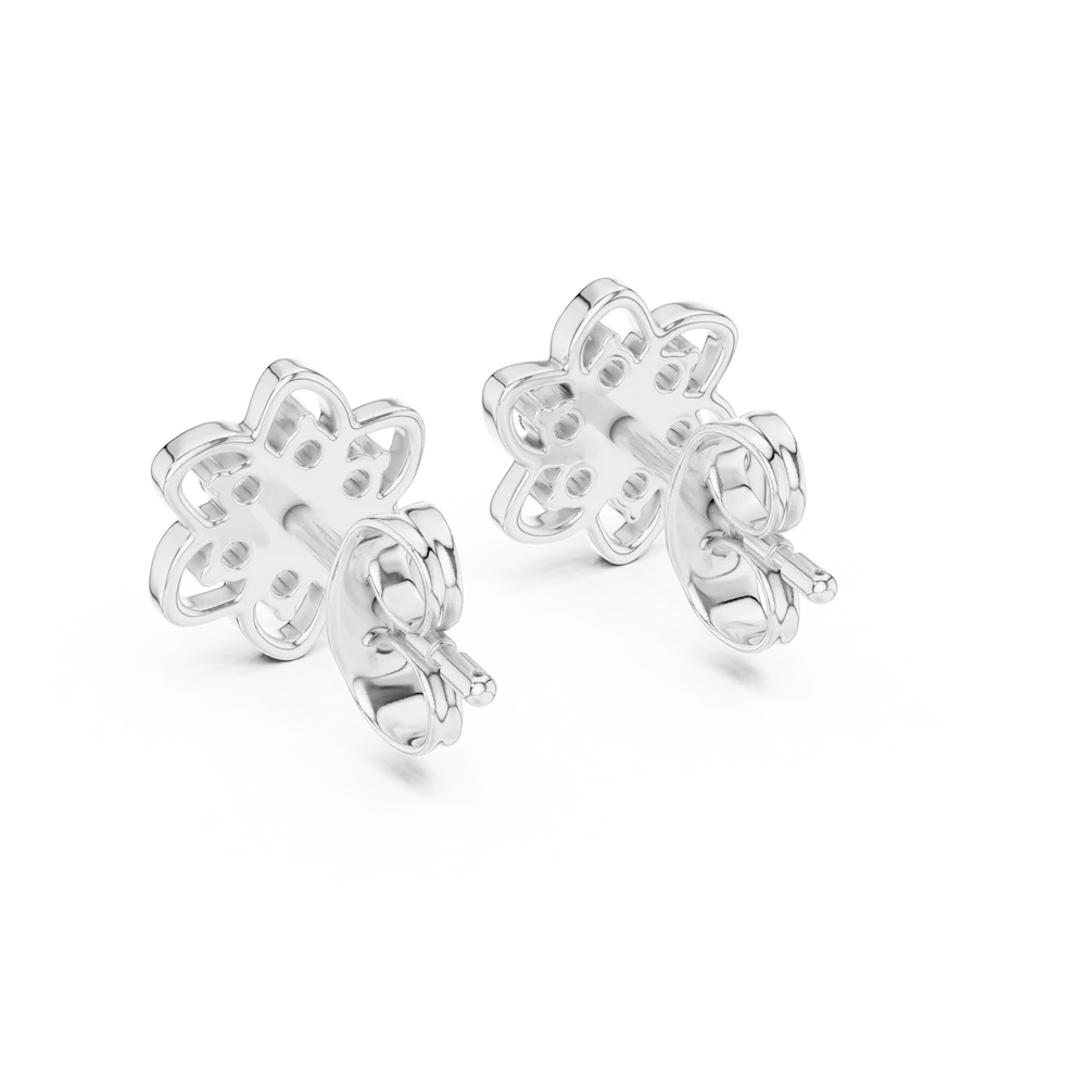Petal Floral Round Diamond Earrings