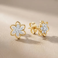Petal Floral Round Diamond Earrings
