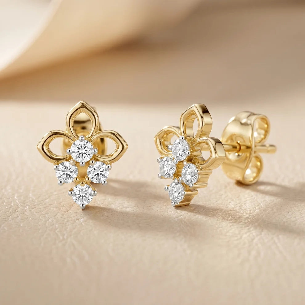 Enchanted Blossom Round Diamond Earrings