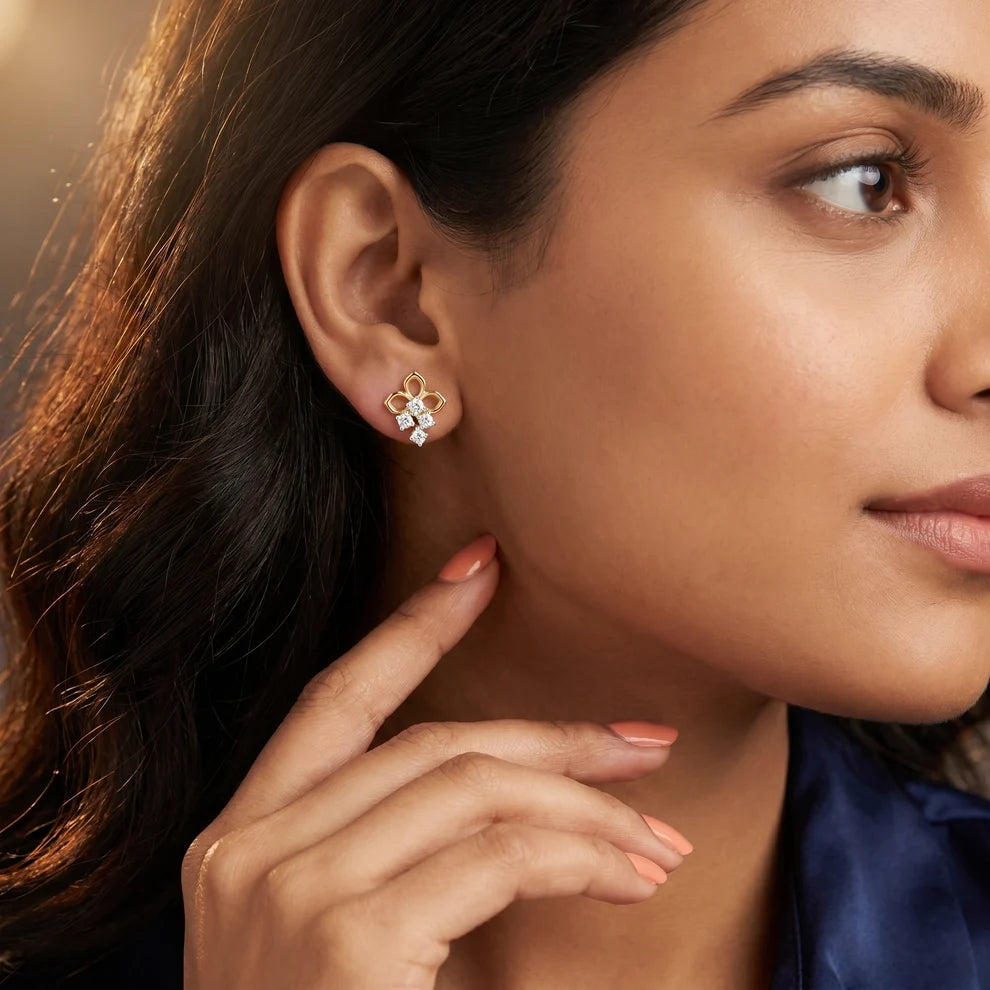 Enchanted Blossom Round Diamond Earrings