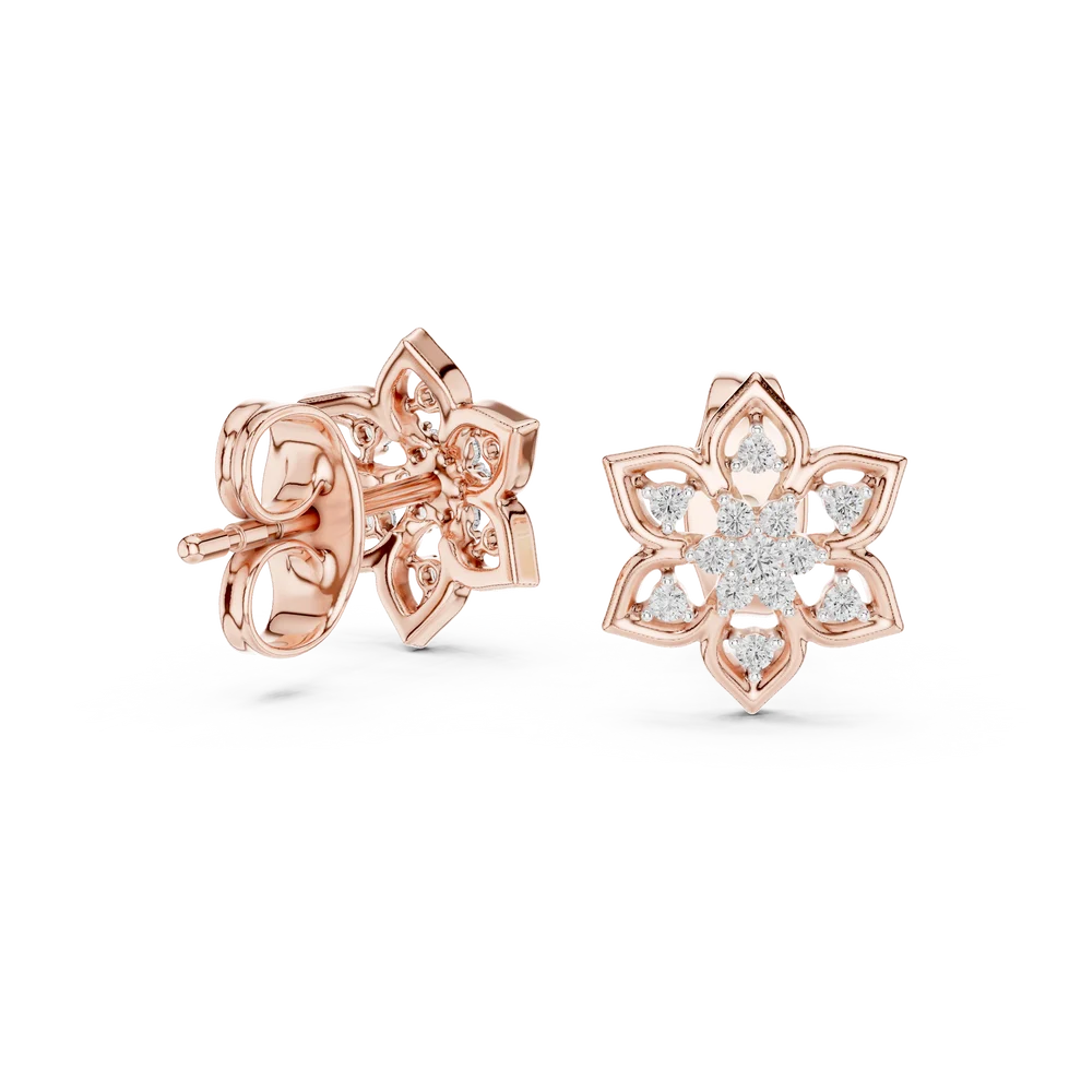 Stella Flora Round Diamond Earrings