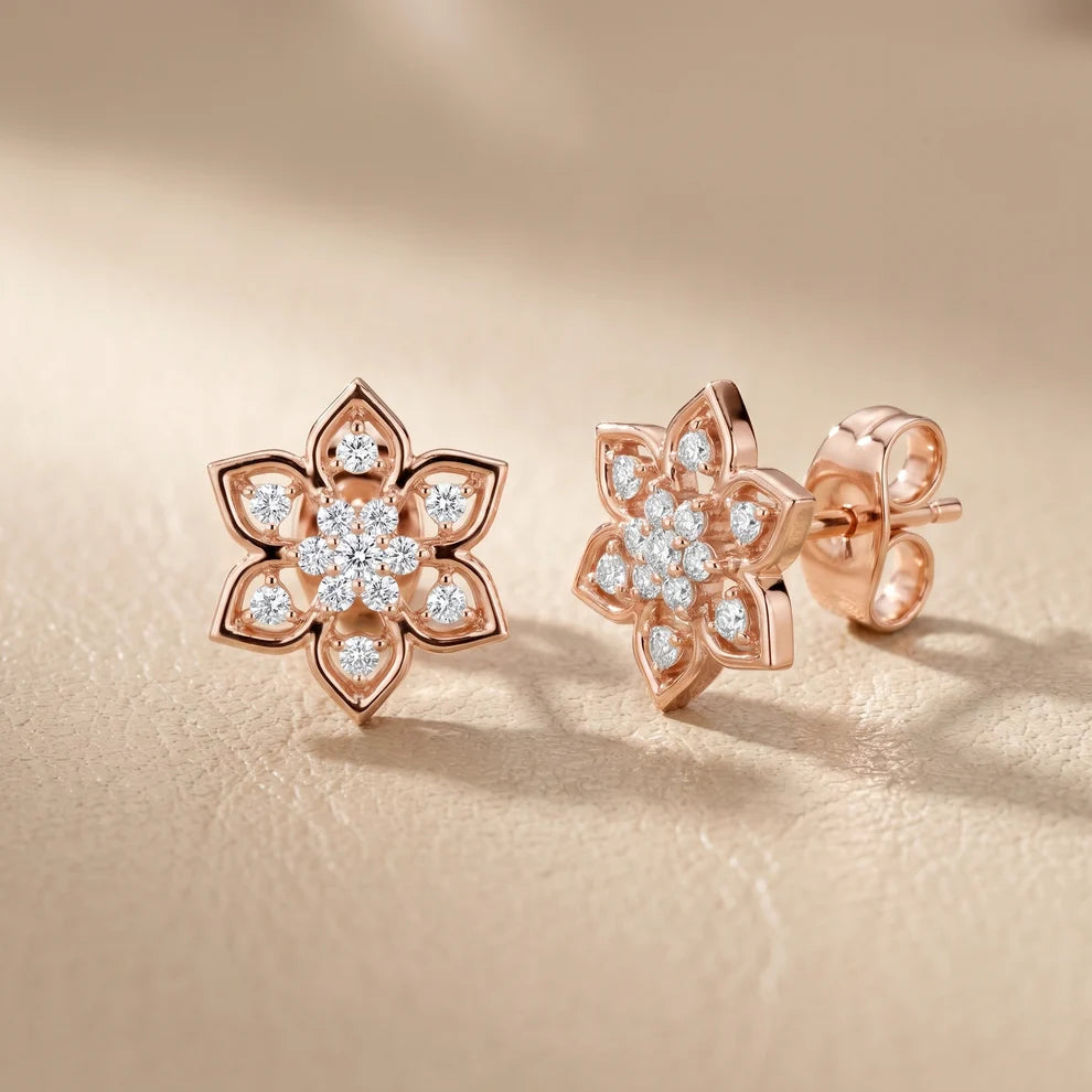 Stella Flora Round Diamond Earrings