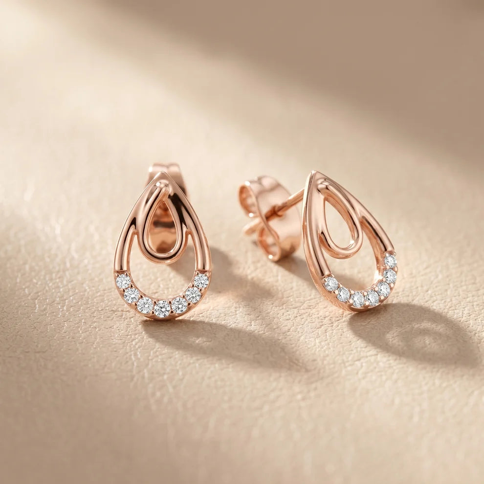 Petal Round Diamond Drop Earrings