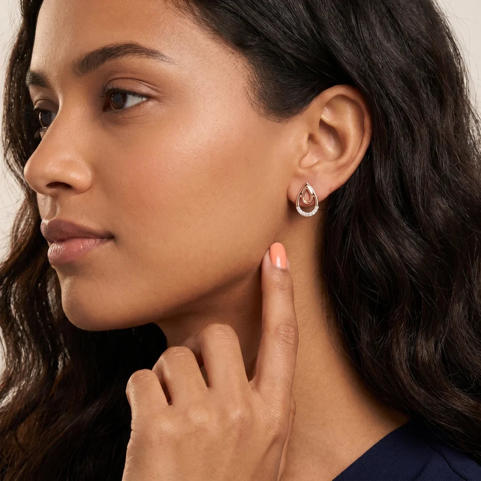 Petal Round Diamond Drop Earrings