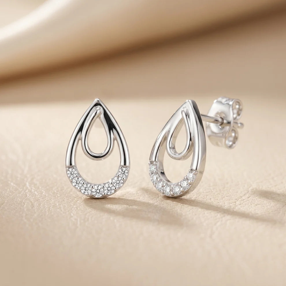 Petal Round Diamond Drop Earrings