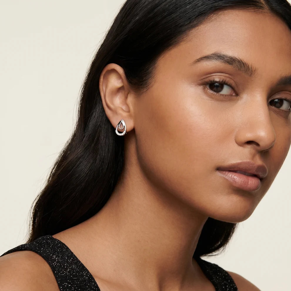 Petal Round Diamond Drop Earrings
