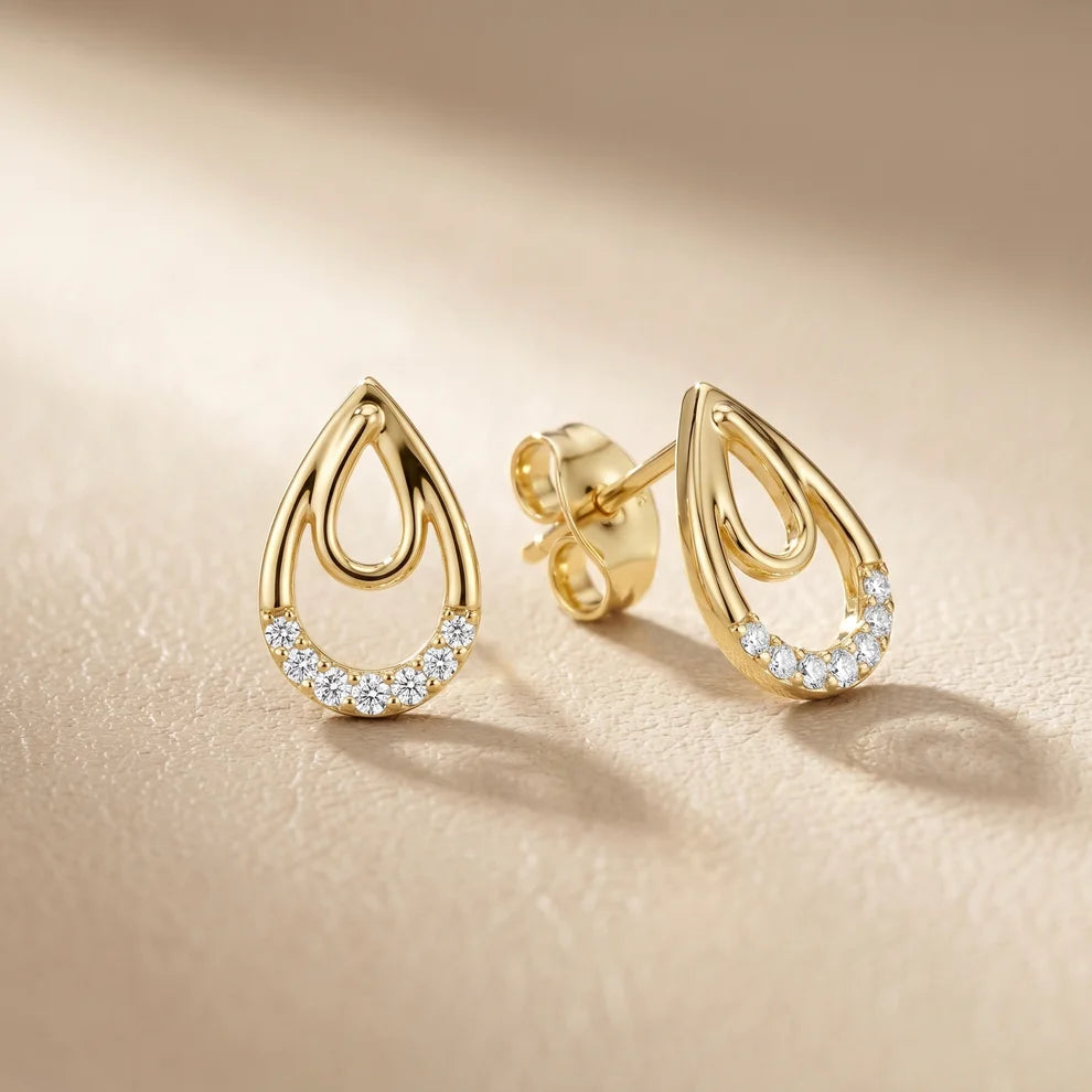 Petal Round Diamond Drop Earrings