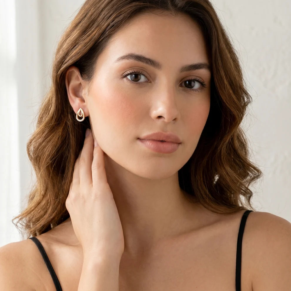 Petal Round Diamond Drop Earrings