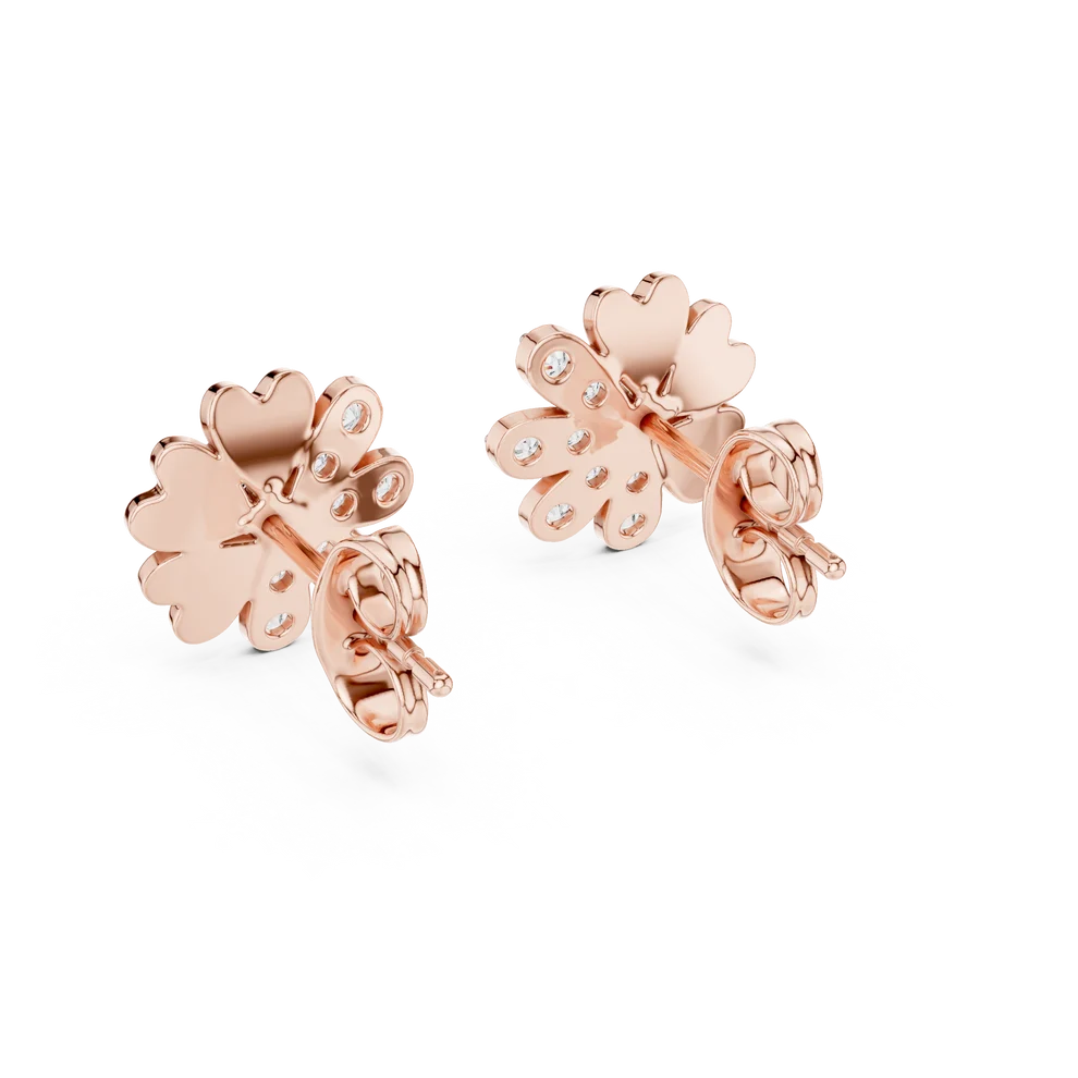 Dual Essence Floral Round Diamond Earrings