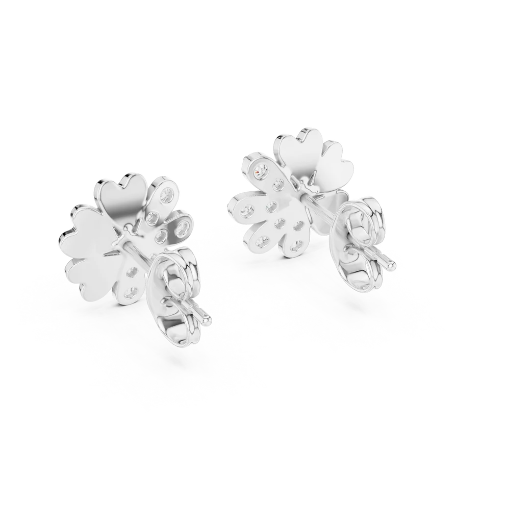 Dual Essence Floral Round Diamond Earrings