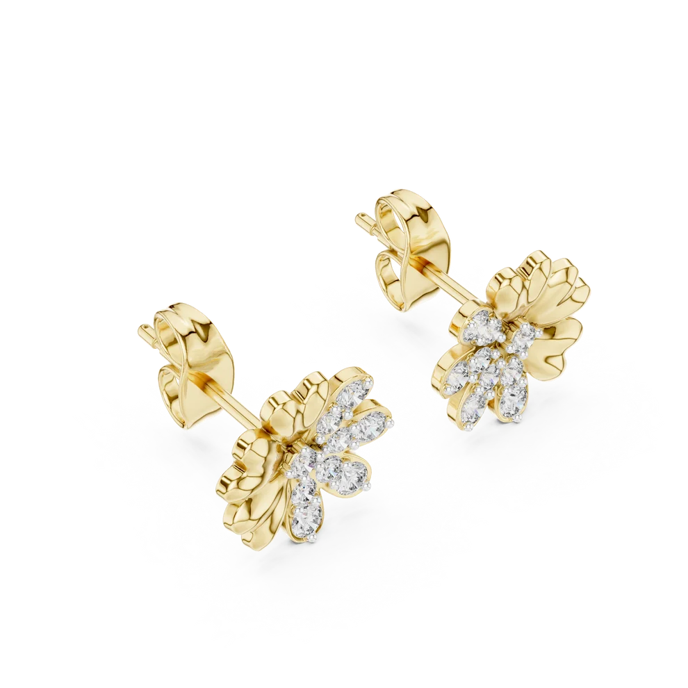Dual Essence Floral Round Diamond Earrings