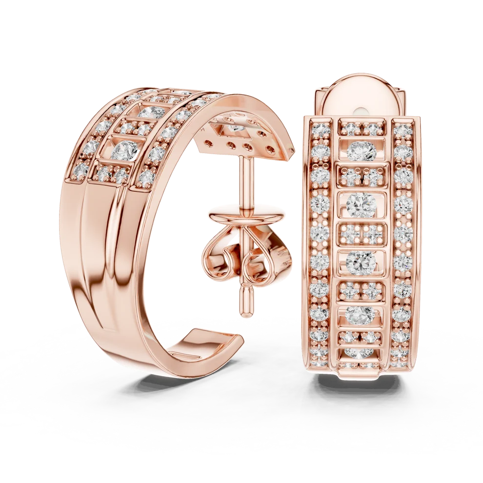 Luna Cluster Round Diamond Hoop Earrings