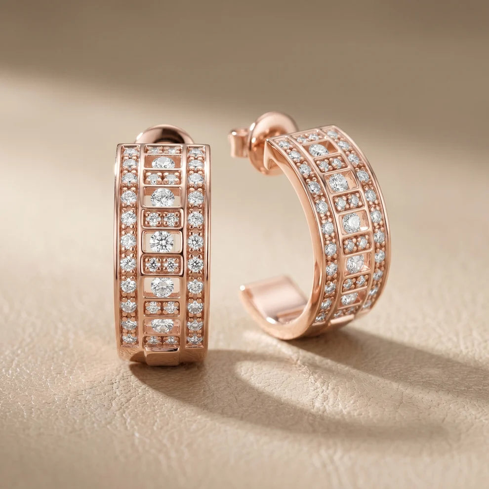 Luna Cluster Round Diamond Hoop Earrings