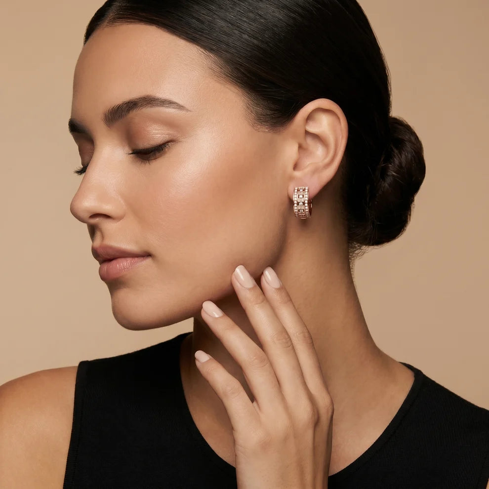 Luna Cluster Round Diamond Hoop Earrings