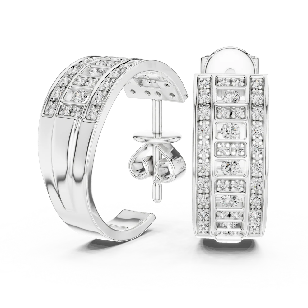 Luna Cluster Round Diamond Hoop Earrings