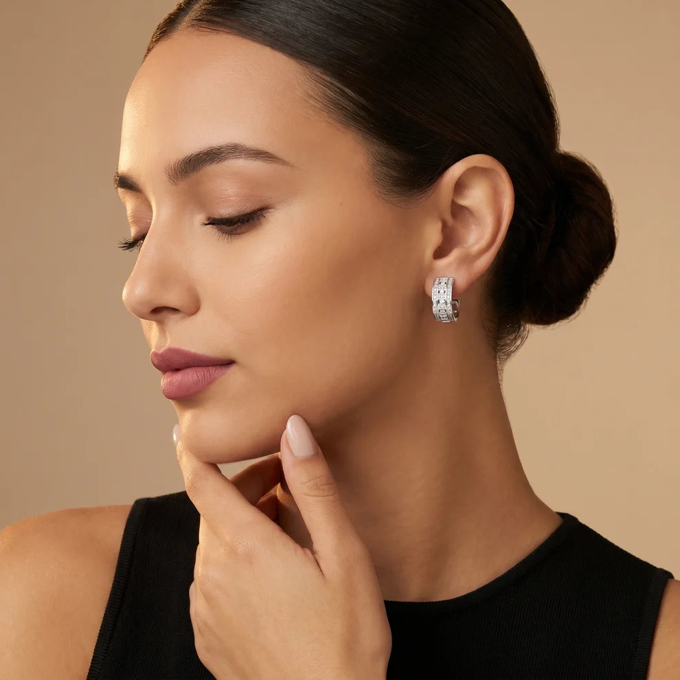 Luna Cluster Round Diamond Hoop Earrings