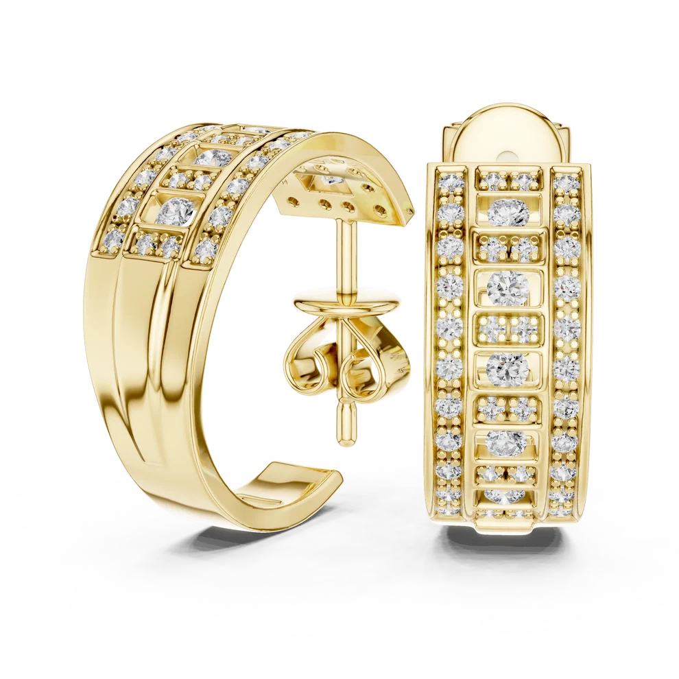 Luna Cluster Round Diamond Hoop Earrings