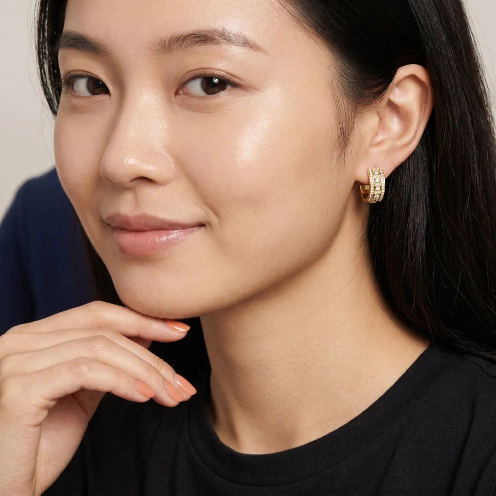 Luna Cluster Round Diamond Hoop Earrings
