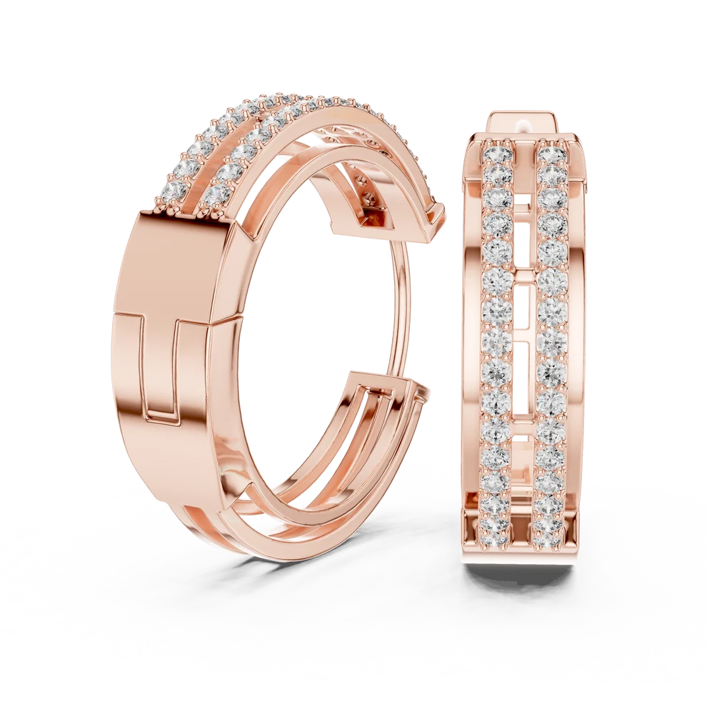 Iris Round Diamond Hoop Earrings