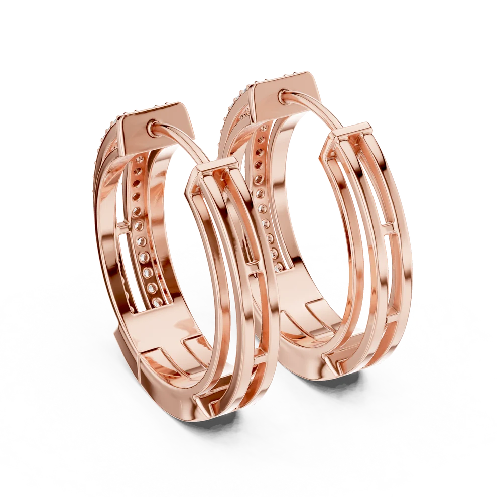 Iris Round Diamond Hoop Earrings