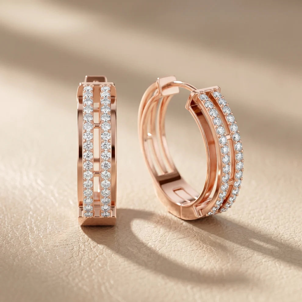 Iris Round Diamond Hoop Earrings