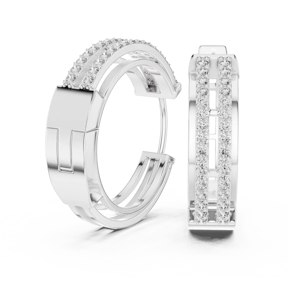 Iris Round Diamond Hoop Earrings
