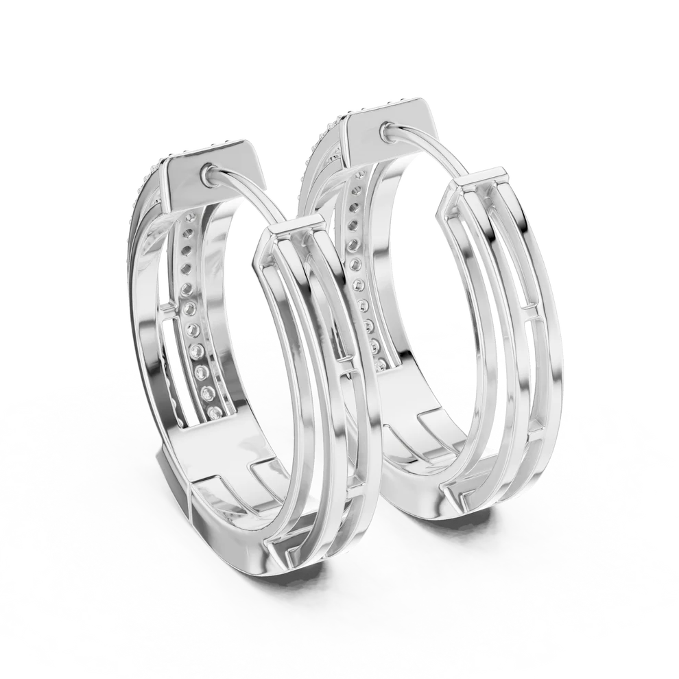 Iris Round Diamond Hoop Earrings