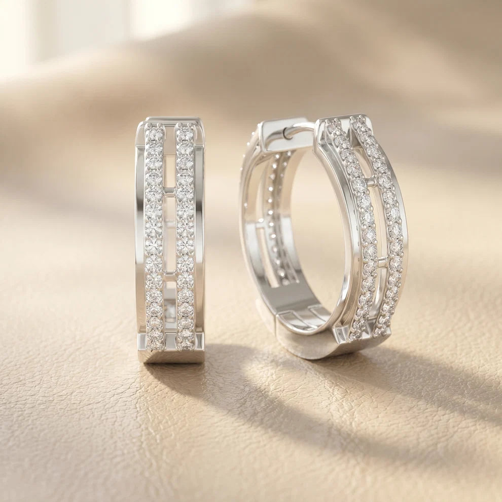 Iris Round Diamond Hoop Earrings