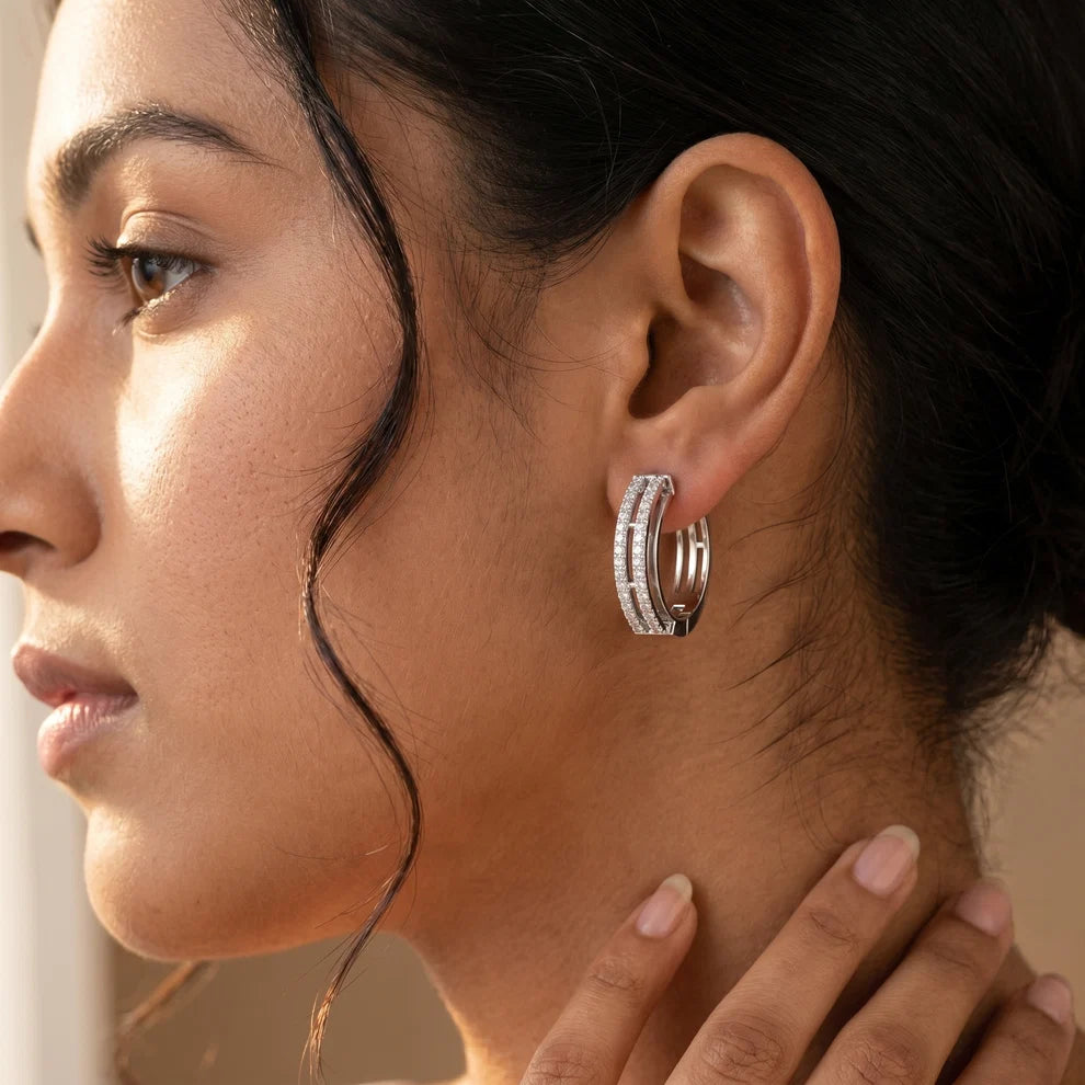 Iris Round Diamond Hoop Earrings