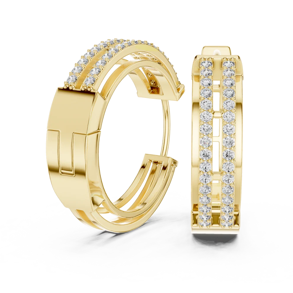 Iris Round Diamond Hoop Earrings