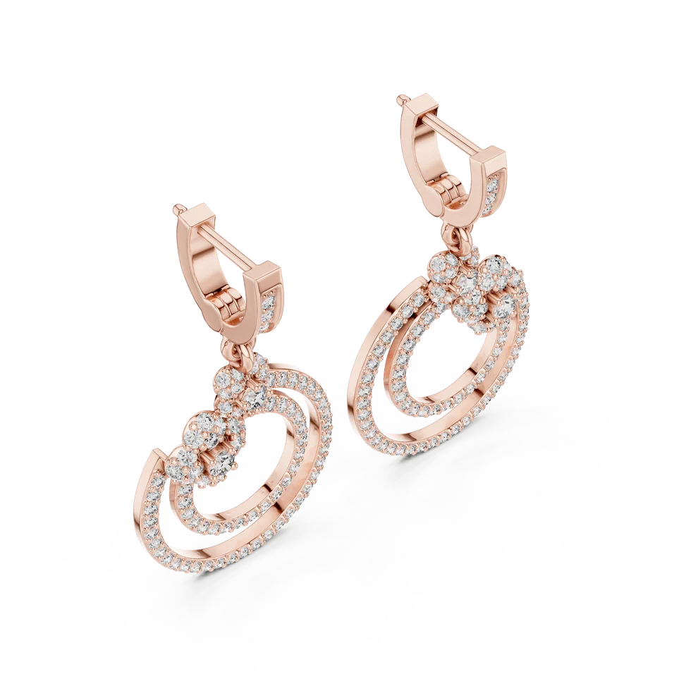Bloom Floral Round Diamond Dangle Earrings