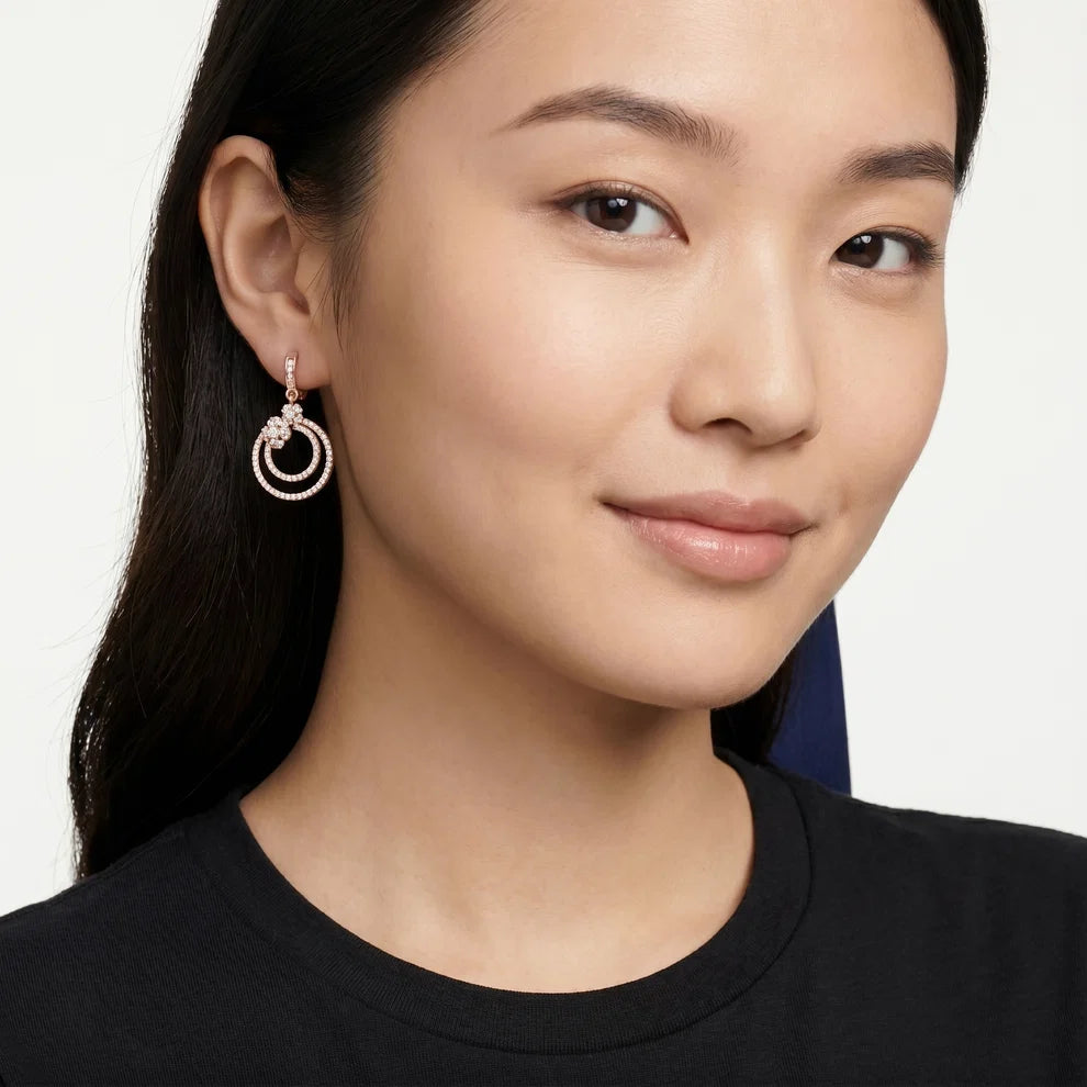 Bloom Floral Round Diamond Dangle Earrings