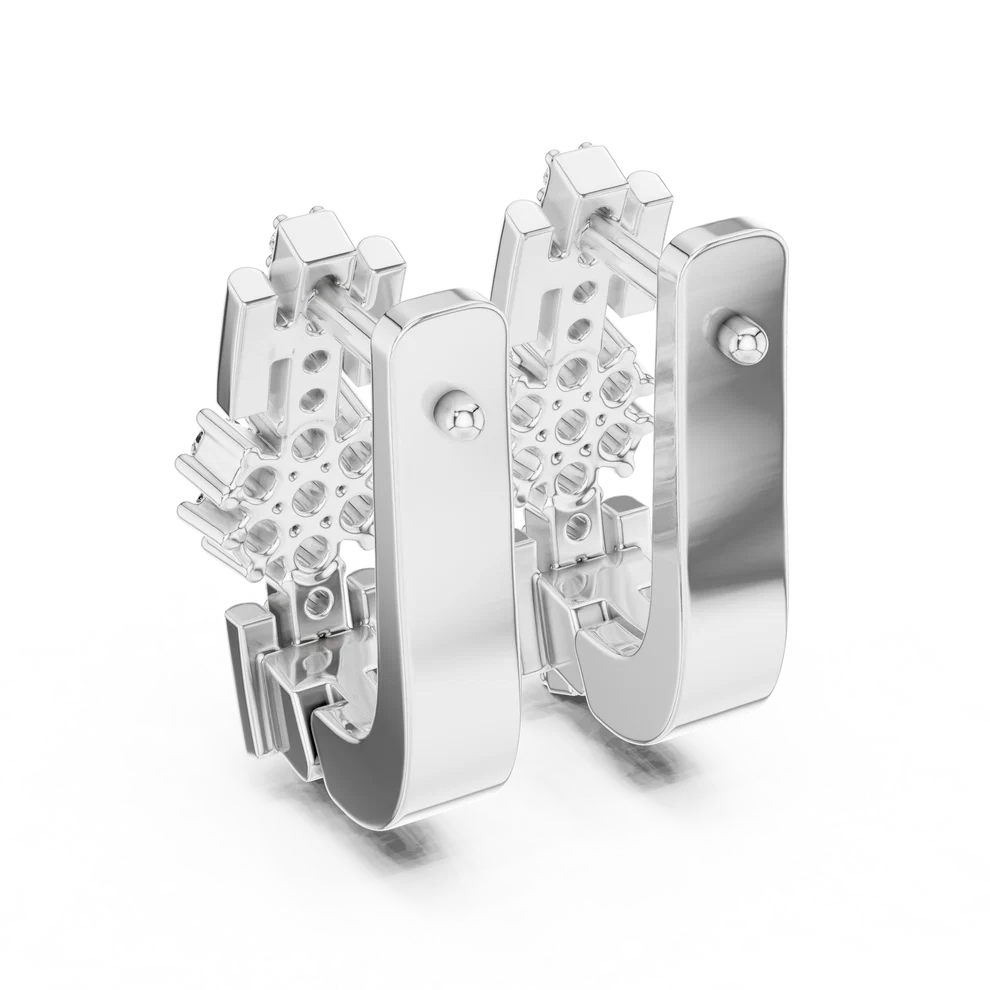 Bloom Floral Round Diamond Huggie Hoop Earrings