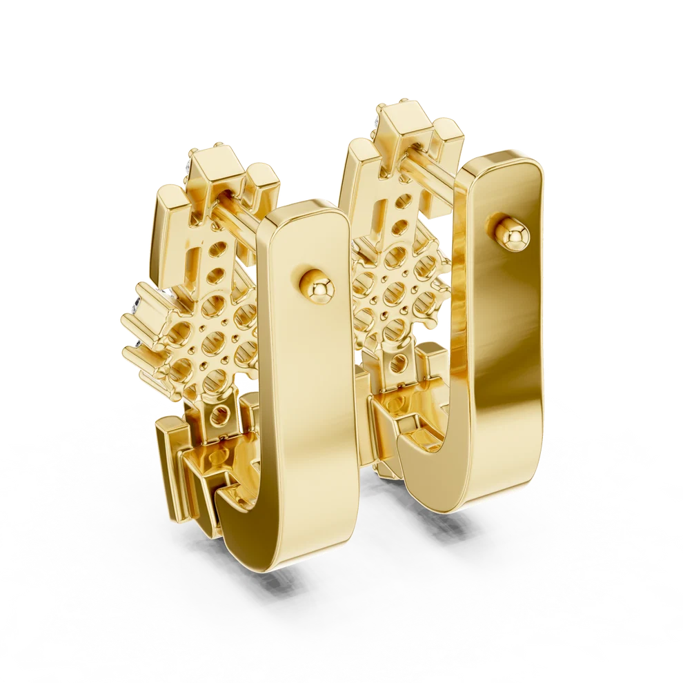 Bloom Floral Round Diamond Huggie Hoop Earrings